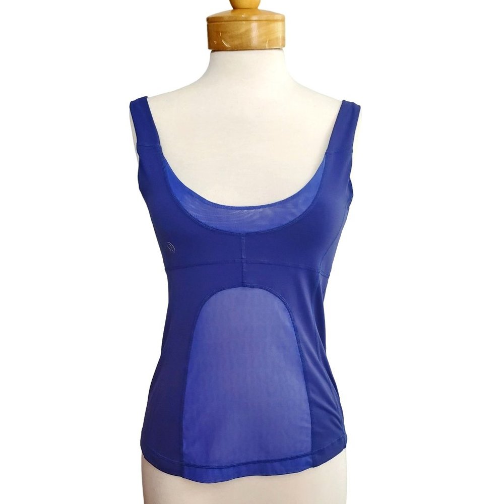 SALE Lululemon Sports Tank Top Built-in Bra Mesh Panels Periwinkle Blue Yoga 4